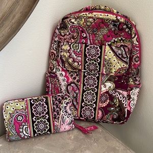 Vera Bradley Campus Cotton Backpack AND Zip Cotton Wallet- Retired Pattern!